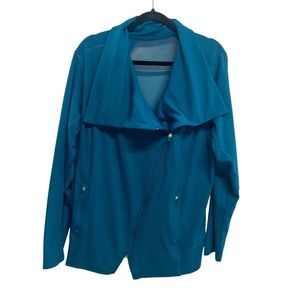 Lane Bryant Performance Jacket Stretch Zip-Front Jacket Mesh Teal Blue 3x